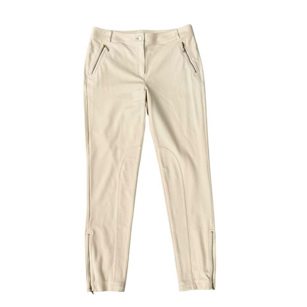 St. John Sport Cream Stretch Riding Pants Size 10 Zip Ankle Equestrian Style